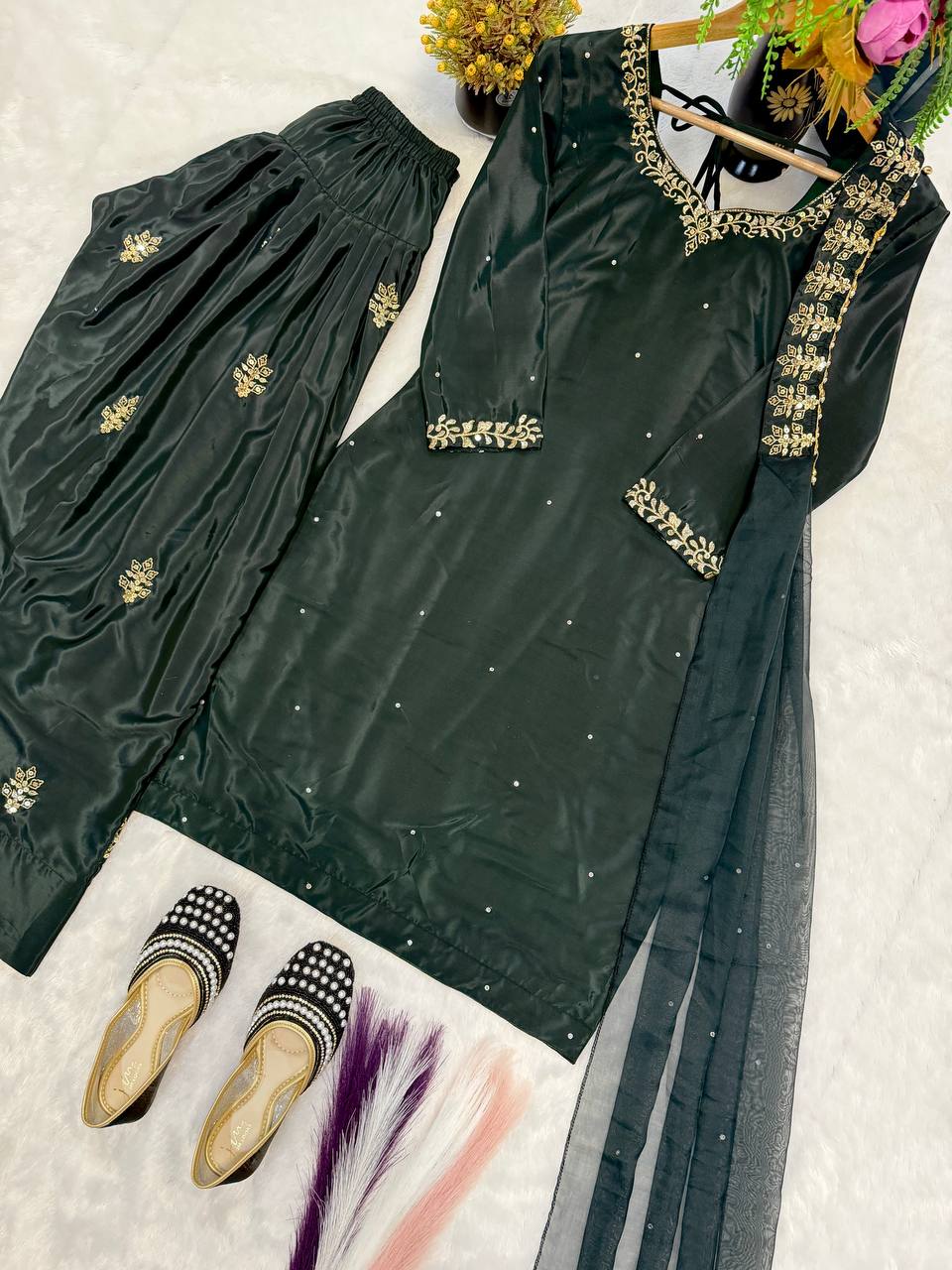 Opulent Noir Jewel-Tone Suit